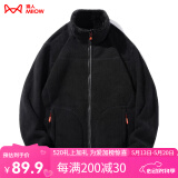 猫人（MiiOW）抓绒衣女男摇粒绒外套秋冬新款毛衫户外保暖珊瑚绒卫衣加绒双面穿 KY1009A黑色-男 XL