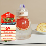 乐扣乐扣（LOCK&LOCK）大肚杯儿童吸管直饮两用杯子学生大容量水杯外出便携水壶1.1L紫色