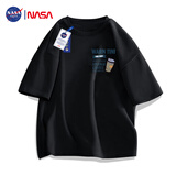 NASA GISS官方潮牌联名T恤男潮流简约青少年纯棉休闲风短袖上衣 黑色 2XL 