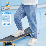 Classic Teddy童装儿童裤子男女童防蚊裤宝宝长裤中小童运动休闲长裤 印标竖条蓝灰 120