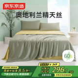 京东京造 进口兰精天丝四件套 60支莱赛尔A类床单款床上套件 1.5米床 枝绿