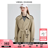 VEGA CHANG风衣外套女2025年春秋新款中长款高级感纯色大衣 摩卡棕 S