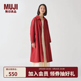 无印良品（MUJI） IDEE 女式 平纹 长款外套 风衣大衣女春秋  GAD01C4S 深红色 M （155/80A）