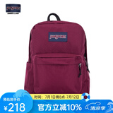 JANSPORT杰斯伯书包轻便双肩包男女旅行包简约背包电脑包学生校园 4QUT04S深紫酒红-侧边袋