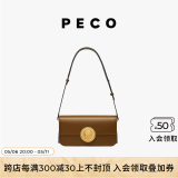 PECO852真皮斜挎复古小法棍包新款单肩通勤方包生日礼物送女友 卡其色头层手搓纹牛皮现货