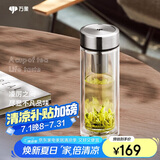 万象（WANXIANG）双层玻璃杯V49RL商务办公钛银色礼盒装带滤网泡茶杯情侣便携水杯