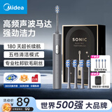 美的电动牙刷家用成人情侣款充电声波全自动软毛柔和亮白刷头180天续航男女情侣老师节日生日礼物 【S1PX灰】180天续航+双键智控