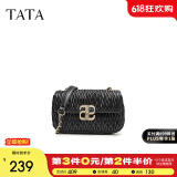 他她（TATA）菱格小方包女包包气质通勤链条单肩包斜挎包新款X3257BX4 黑色 F
