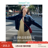 茵曼（INMAN）章若楠同款复古休闲女装短款牛仔外套2025年春季新款长袖上衣 深牛仔蓝-18518171 XL