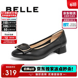 百丽气质时尚平跟鞋女百搭淑女单鞋A6Z1DAQ4 黑色 36
