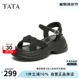 他她tata休闲厚底凉鞋女鞋法式气质凉鞋2025夏季CXT01BL5  黑色 39