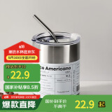 拜杰304不锈钢咖啡杯杯子双层冰霸杯保冷保温马克杯水杯带吸管400ML