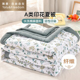 雅鹿·自由自在被子空调被夏凉被双人A类水洗棉麻夏季薄被200*230cm冰凌花 