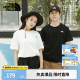 北面（The North Face）短袖T恤男女情侣款小熊宽松休闲透气半袖 米白色 S /165