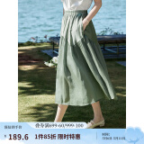 茵曼（INMAN）清新A字半身裙2025夏新款薄荷曼波通勤中长裙子 墨绿色 XL