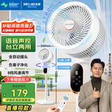 美菱（MeiLing）电风扇/循环扇/落地扇/交流定频/台立地三用对流风扇全自动摇头AI语音遥控定时MPF-DG2689Pro白色