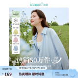 茵曼（INMAN）章若楠同款欧若风天丝薄开衫女装衬衫2025夏季新品长袖衬衣 美背开叉款蓝星花蓝-18424145 M