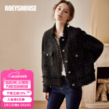 ROEYSHOUSE【粗花呢外套】罗衣小香风西装外套女2025春装新款纯色西服09365 黑色 S