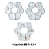 嫚熙（EMXEE）婴儿口水巾宝宝纱布围嘴纯棉薄款围兜可旋转按扣【礼盒装 3条】 海底空间+森林秘境+出游鸭