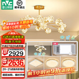 雷士（NVC）北欧现代轻奢智能网红led萤光客厅吊灯餐厅吊灯中山灯具灯饰套餐 15头吊杆 【三室两厅+浴霸*2】