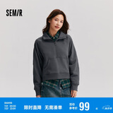 森马（Semir）卫衣女插肩袖立领复古简约2024冬季抓绒套头衫ins潮109724116001
