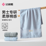 洁丽雅男士毛巾 A类新疆棉纯棉100%超吸水洗脸毛巾 兰+灰两条装