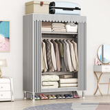 蜗家布衣柜家用简易衣柜大号加粗全钢架合金衣柜出租屋双人收纳挂衣柜 灰色条纹【长84cm-全合金接口】