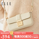 ELLE包包女包新款复古小方包单肩包链条斜挎包23007生日礼物送女友 白色