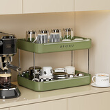 橱明星杯子置物架收纳桌面放水杯收藏架餐桌托盘家用茶杯架双层沥水杯架 中古绿-【双层】带沥水盘