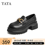 他她（TATA）高跟乐福鞋女厚底小皮鞋英伦风单鞋春GOK02AA4 黑色 34