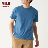 无印良品 MUJI 男式 印度棉天竺编织 圆领短袖T恤 ABA01A0S 烟熏蓝色 M