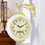 汉时（Hense）时尚现代双面挂钟欧式客厅时钟挂墙钟表创意石英钟HDS02 白色