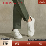 THOM WILLS小白鞋男吸汗透气休闲百搭经典白色板鞋休闲鞋真皮商务冬季男鞋 白色G014-1 46 /10码