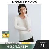 UR秋季新款女装简约基础百搭休闲修身V领针织衫UWB940008 象牙白 XS