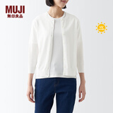无印良品（MUJI）女式 防紫外线性能 强捻圆领开衫夏防晒衣防晒外套防晒服纯棉全棉 白色 3S L
