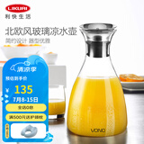 利快 凉水壶大容量水壶家用冷水壶凉水杯饮料果汁茶壶耐热玻璃 透明 1000ml 1只