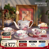 WEDGWOOD杜鹃茶具套组骨瓷茶壶茶杯碟套装1壶4杯4碟茶具套装 结婚礼物