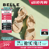 百丽（Belle）满钻条带繁星休闲凉鞋女商场款厚底凉鞋A9S2DBL4预售 杏色 39 (245mm)