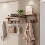 楚骏挂衣架墙上壁挂帽子围巾衣服挂钩挂衣钩进门玄关入户免打孔实木 层板升级款【8钩】强力承重实木