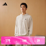 adidas休闲加厚毛圈连帽卫衣套头衫男女阿迪达斯官方轻运动 矾土棕 L