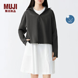 无印良品（MUJI）女式 防紫外线 拉链短款连帽衫夏季款硬核防晒服防晒衣BB12CC4S 炭灰色 M 160/84A