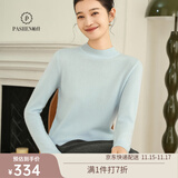 帕什【25新款新色】半高领羊绒衫女100山羊绒百搭针织打底毛衣女ps-02 淡蓝 M （90-105斤）