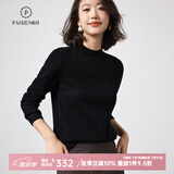 帕什【24新款新色】半高领羊绒衫女100山羊绒百搭针织打底毛衣女ps-02 经典黑 L (105-120斤)