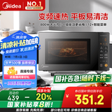 美的（Midea）家用变频微波炉平板式易清洁 800W微波速热 一键智能菜单 钻石背板 微晶面板加热20L（PM20M2）
