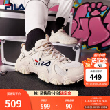 FILA 斐乐猫爪鞋4代女鞋老爹鞋情侣运动鞋复古时尚休闲鞋网面透气 【女款】古白色/白天鹅-AW 37.5
