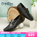 金利来（goldlion）男鞋豆豆鞋春夏季皮鞋男时尚男士皮鞋商务休闲鞋柔软乐福鞋男 黑色（偏大一码） 40
