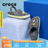 crocs卡骆驰洞洞鞋贝雅卡骆班轻便耐磨一脚蹬休闲鞋|205089 石板灰/青柠绿-0GX 43 (270mm)
