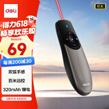 得力激光笔 可充电翻页笔演讲笔 PPT翻页笔 投影笔激光翻页笔教鞭 无线演示翻页器 红光 灰色2805