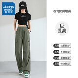 真维斯工装阔腿裤女士新款美式伞兵裤夏季潮流街头城市轻户外宽松裤子JR 军绿8770 M