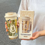 迪士尼保温杯生日便携不锈大容量吸管咖啡杯马年年会礼品伴手礼情人节 米奇加黎烫金咖啡杯 520ml 大容量丨高颜值丨不锈钢丨公司员工伴手礼